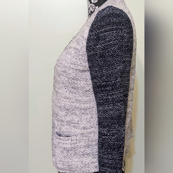 Talbot Petite Cardigan Sweater Full Front Zipper. Blue and White Size MP. - Picture 7 of 9